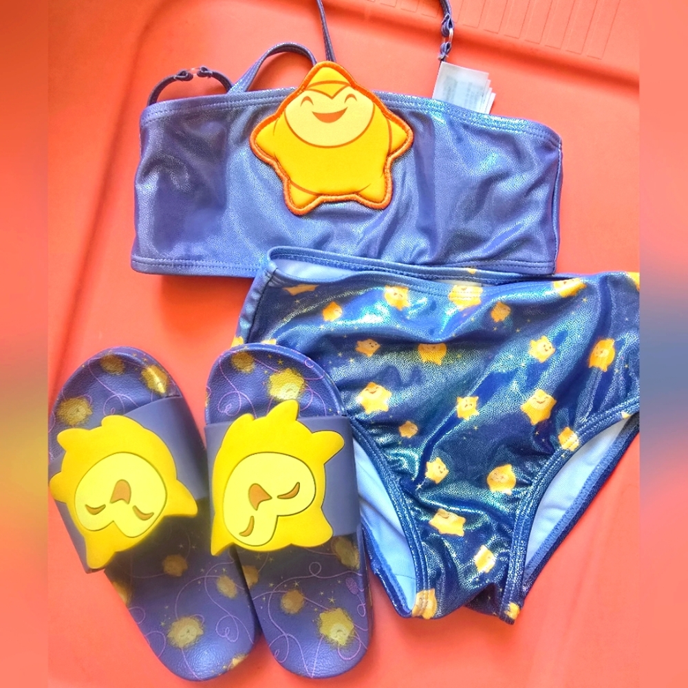Wish Disney Swim 5/6 and Sandals 11/12 Girls Swim Set with Slides